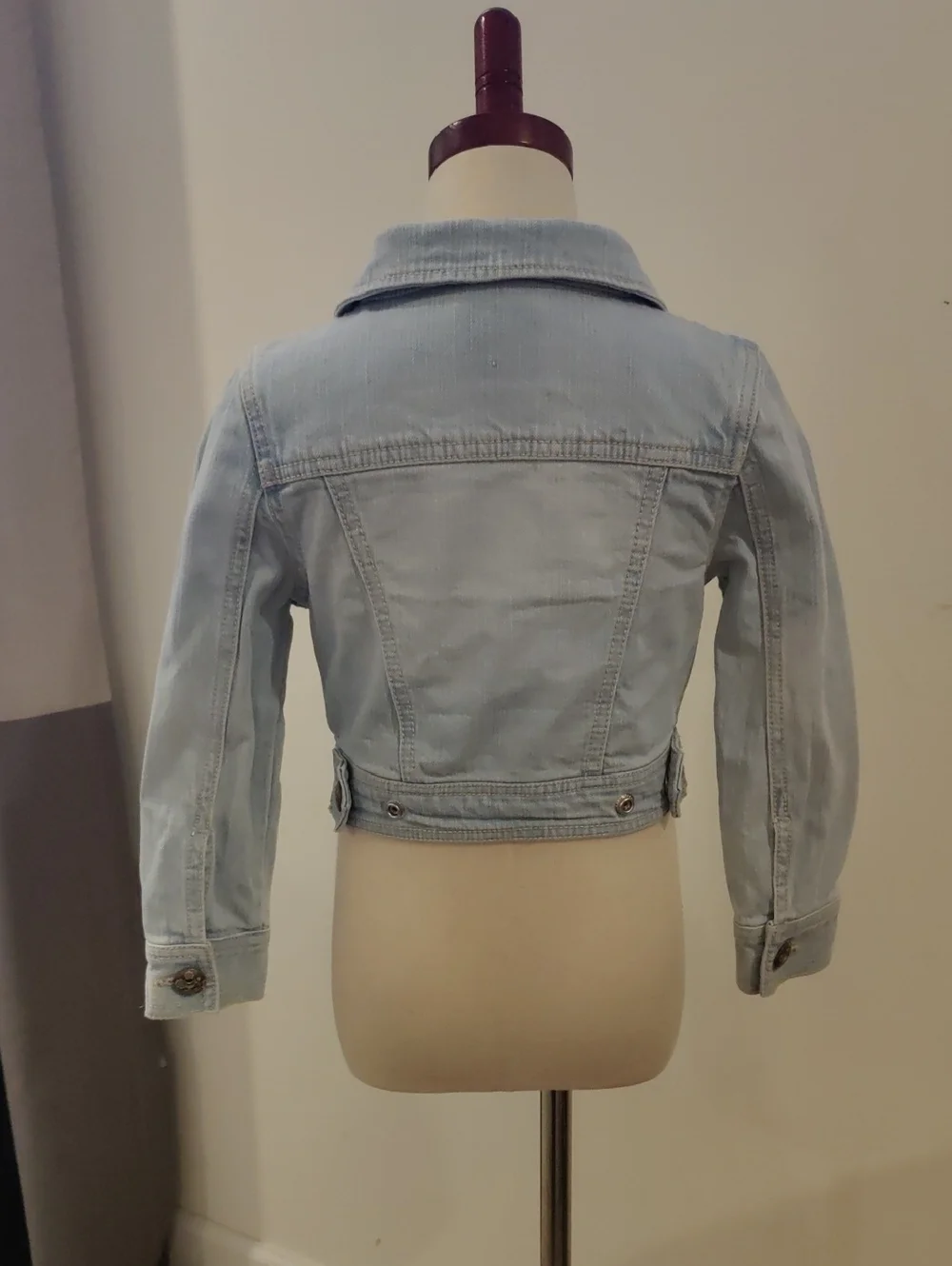 Children's Place Light Blue Girls Denim Jacket Embroidered Heart Accent Y2K Retr